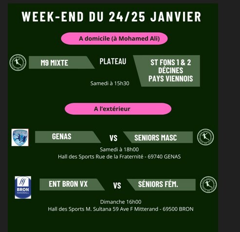 Rencontre du week-end du 24/25 janvier 2026