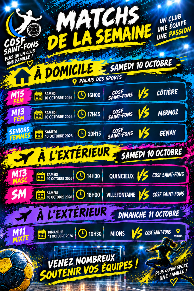 Programme du week-end du 10/11 octobre 2026