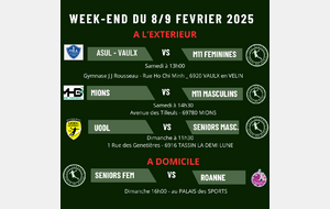 Programme du week-end du 8/9 février 2025