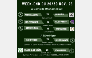 Planning du Week-end du 29/30 Novembre