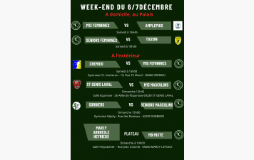 Planning du week-end du 6/7 décembre 2025