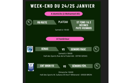 Rencontre du week-end du 24/25 janvier 2026