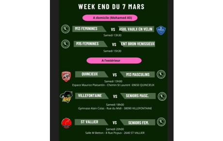 Programme du samedi 7 mars 2026